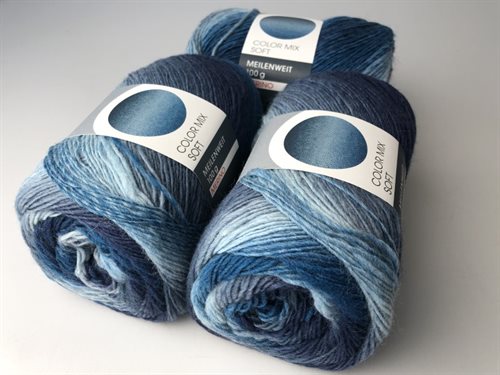 Meilenweit virgin wool / polyamid - color mix i lækker blå